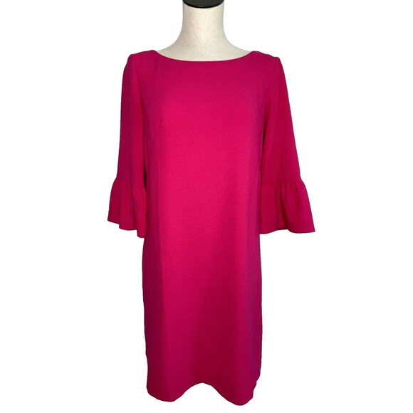 Talbots Magenta Pink Shift Dress 3/4 Bell Sleeves Lined Stretch Size 2 - Picture 1 of 10